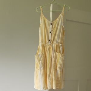 jumping beans Yellow and White Striped Sundress with Front Buttons